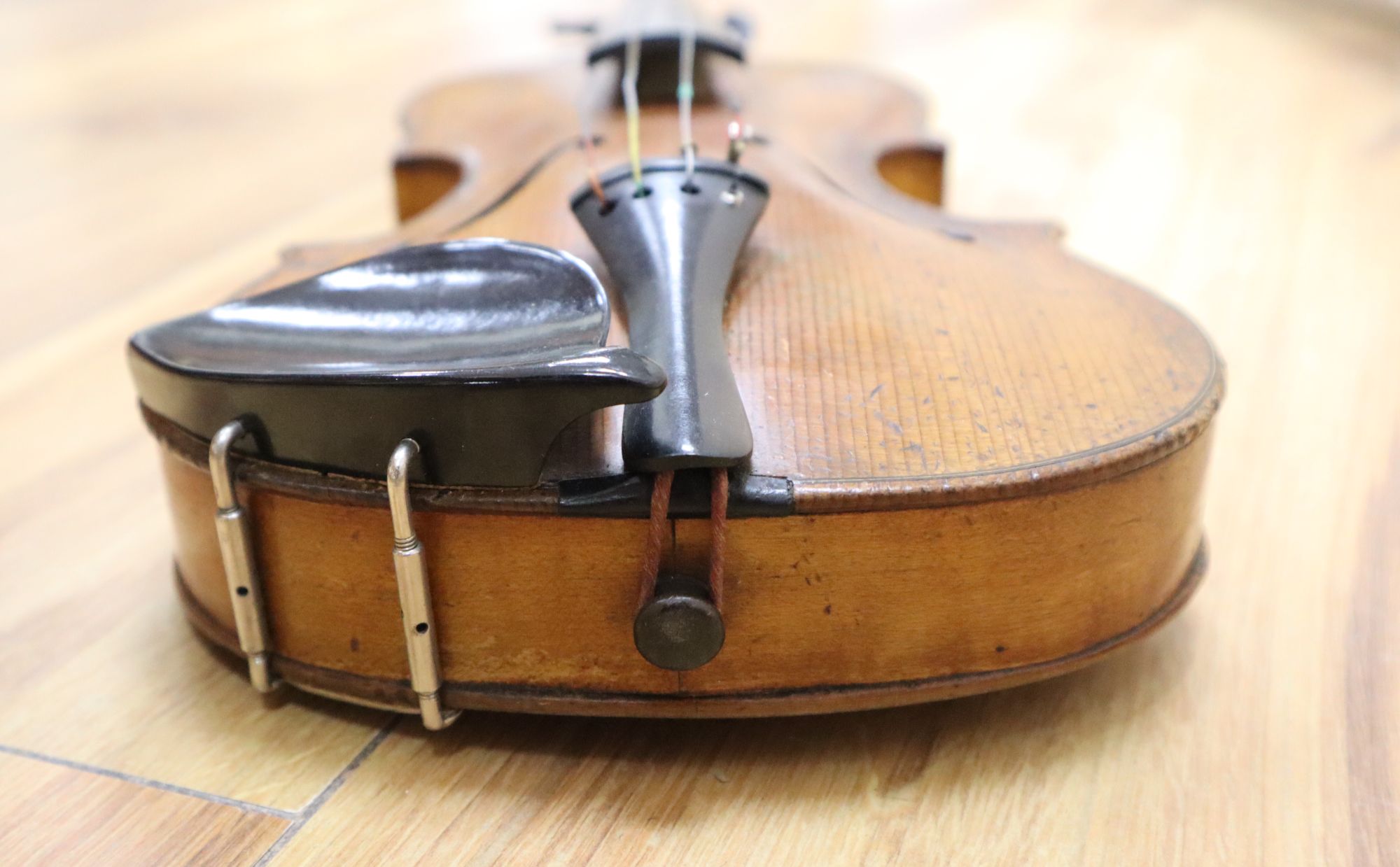 A 3/4 size violin, stamped Klotz, cased, length 52cm